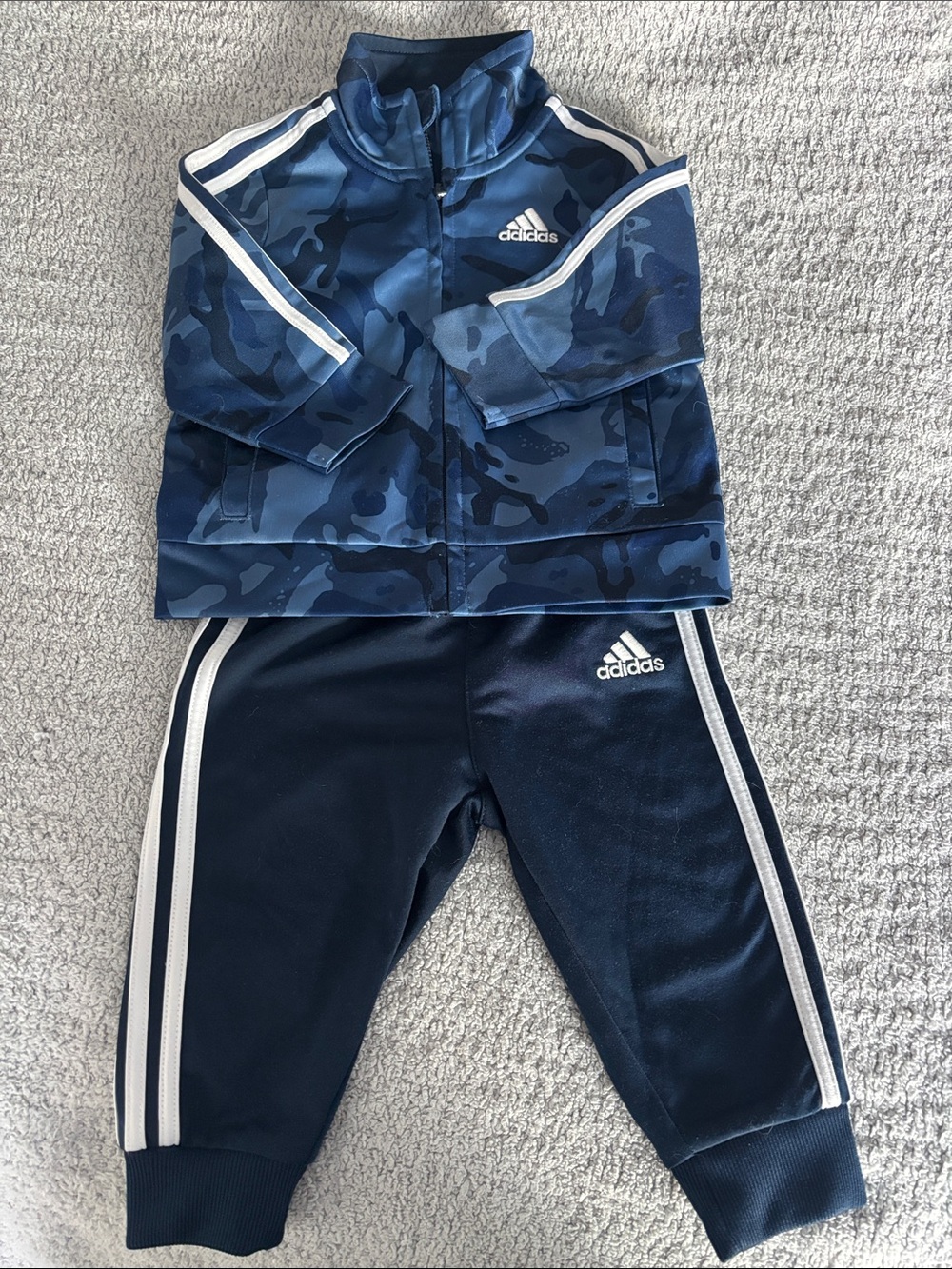 adidas Kids Navy Blue & White Camo Track Set